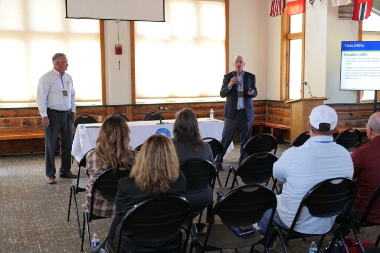 Ron Kubit CEO Teleneph, and Neal Jensen CEO Cobre Valley share remarks about keeping dialysis care local with the audience at the 2025 Summit.